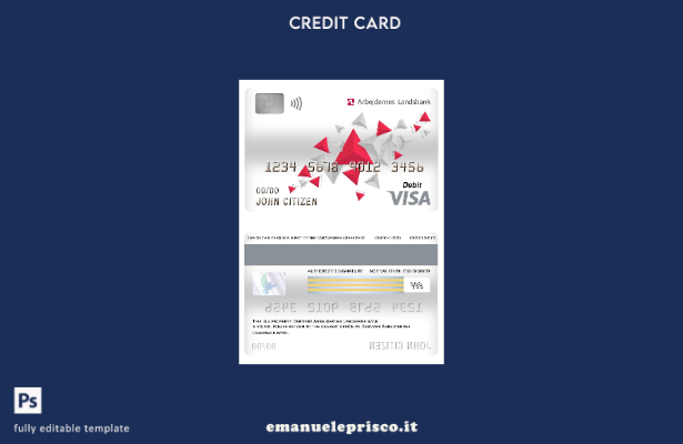 modello di carta di debito visto bancario Danimarca Arbejdernes Landsbank in sti